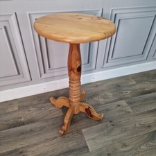 Vintage Solid Wooden Round Rustic Ring Twist Pedestal Occasional Side Wine Table