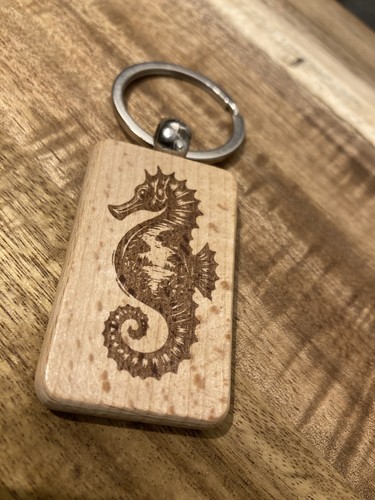 Wooden laser engraved seahorse - laser,
