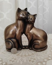 2001 Veronese Shudehill Cat Figurine Large Heavy Bronze Loving Pair Tall 7.1/2"