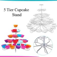 5-Tier Cupcake Stand Metal Elegant Dessert Holder Birthday Wedding Party Decor
