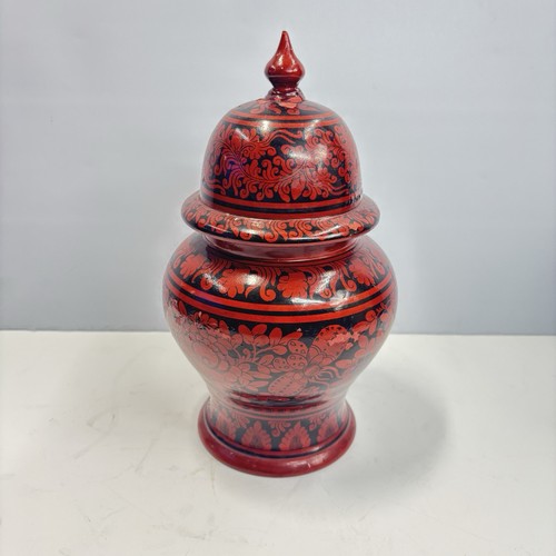 Lacquerware urn papermache - lacquerware, 10"