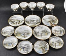 Japanese Kutani Eggshell Porcelain Hand Painted Tea Set Cups Plates Saucers x16