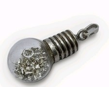 Sterling 925 Silver Light bulb Pendant - Unusual Quirky Conversation Starter 