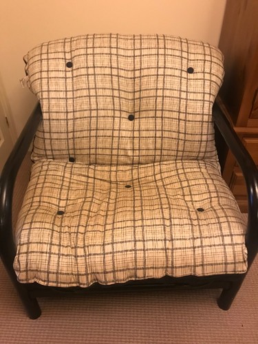 Black metal frame futon with