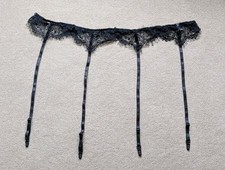 NEW Black Lace Elastic Suspender Belt - Size Small