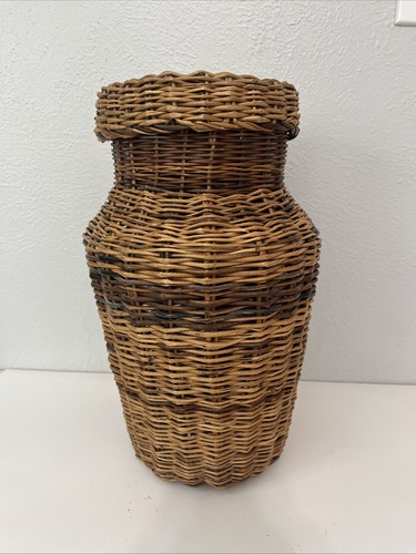 Vintage floor vase woven - vintage,