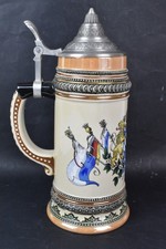Bavarian Coat Of Arms Pewter & Ceramic Beer Stein Jug Tankard Not Boxed