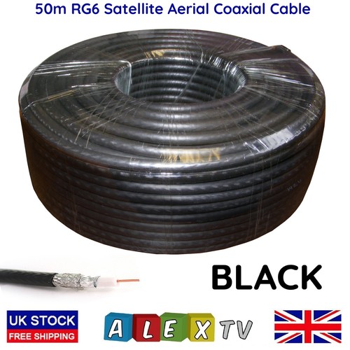 50m black rg6 satellite - black, sky