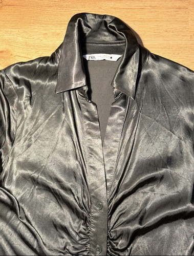 Zara black satin ruched - zara,