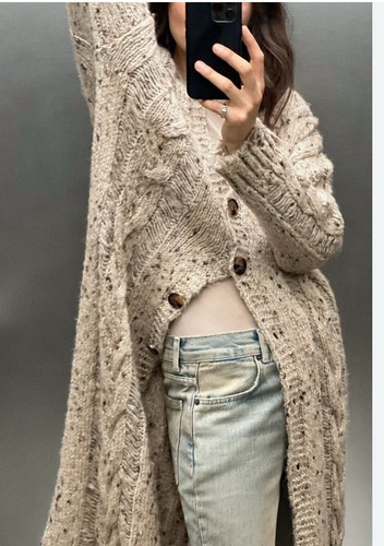 Zara camel neck cable - v-neck, knit