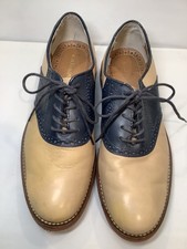 G.H. Bass & Co Men's Two-Toned Beige /Navy  Leather Saddle Oxford Shoes Size 10D