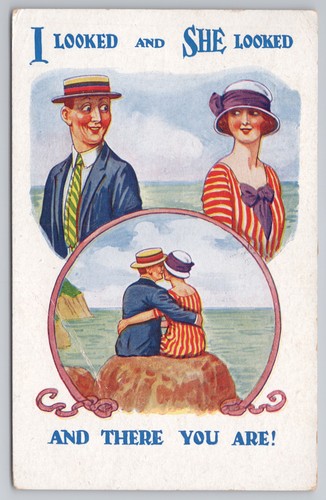 Postcard antique comic - antique, couple