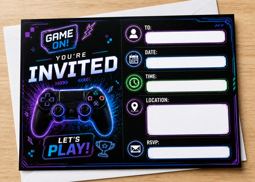 Gaming party invitations - gaming, kids