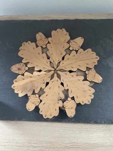 Vintage hand carved wooden oak - hand-carved,