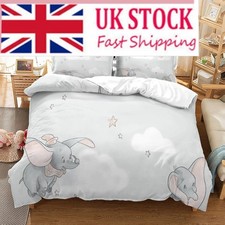 Dumbo Duvet Cover Set For Boys Girls Bed, Cartoon Elephant Printed Microfiber