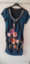 (#Bag 10). PUSSYCAT LONDON blue floral dress size small chest 32"