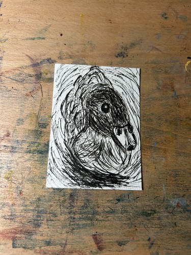 Aceo original duck pen drawing - original,