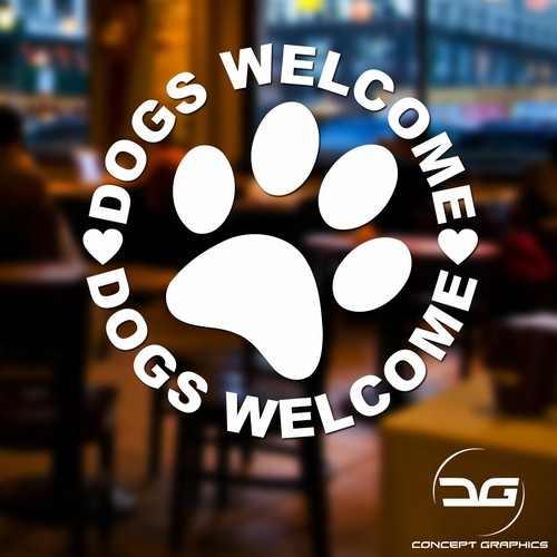 Dogs welcome door vinyl - vinyl, decal