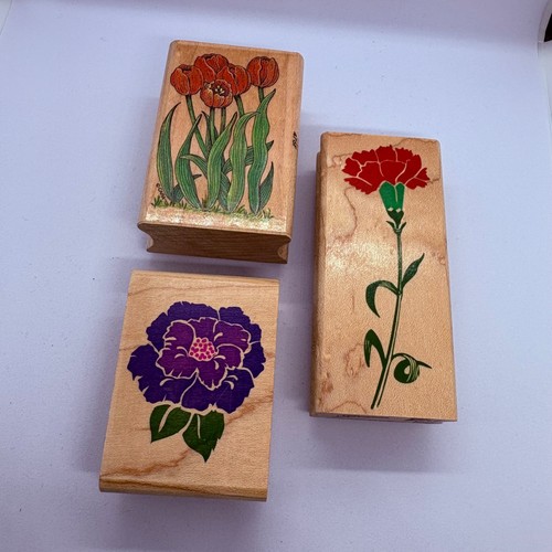 Flower wooden rubber stamp