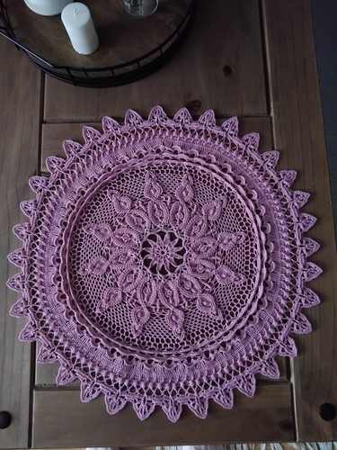 New round crochet pink - crochet, 3d