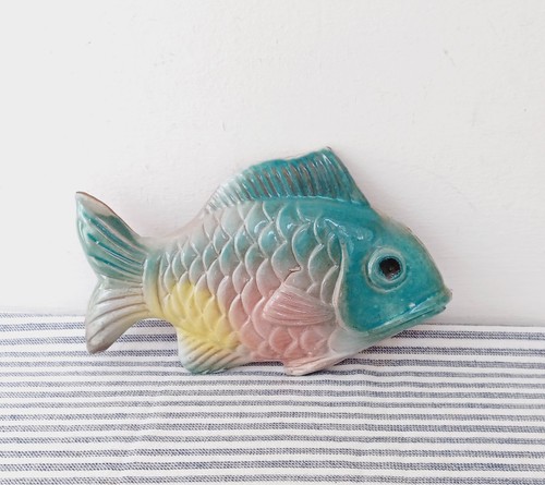 Ceramic fish wall plaque - ceramic,