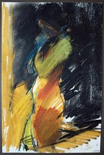 Jeff Stultiens RP  (1944–2023) Coloured graphite study female standing nude