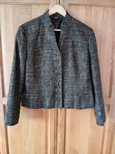 Style EWM Sparkle Jacket Gold Multicoloured With Mandarin Collar Lined Size 14