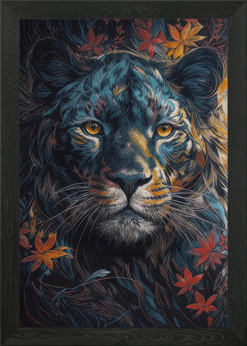 Black lion painting - lion,