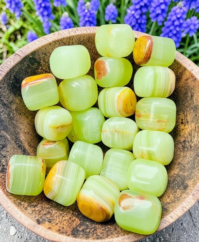 Green banded calcite - green, tumble