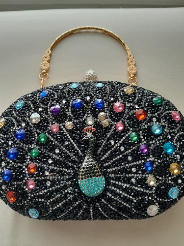 Peacock sequin evening clutch - sequin,