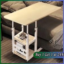 Mobile Over Bed Chair Table Hospital Overbed Height Adjustable Laptop Tray Stand