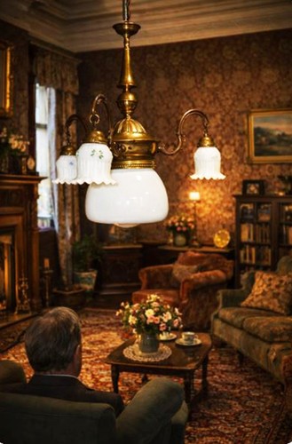 Brass chandelier opaline - brass,