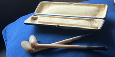 RARE 1800’s Fribourg and Freyer London Victorian Pair Clay Pipes original case