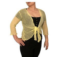 Womens Open Front Tie Up Shrug Ladies Knitted Cropped Bolero Short Cardigan Top