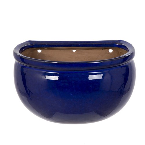 Blue ceramic wall planter - ceramic,