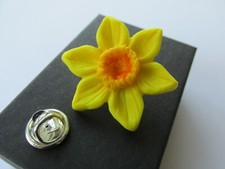 Handmade Large Yellow Spring Daffodil Flower Brooch Lapel Pin 12873