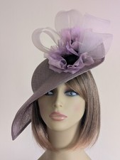 Rose taupe lilac sinamay fascinator hatinator,  wedding, races, mother of bride