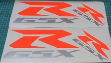 4 X  FLUORESCENT ORANGE / SILVER   SUZUKI GSX-R   VINYL DECALS