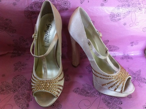 Ivory satin gold - satin,,
