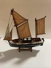 Thames Barge Model Sail Boat Nautical Decor Wooden Sailboat Home Office Display