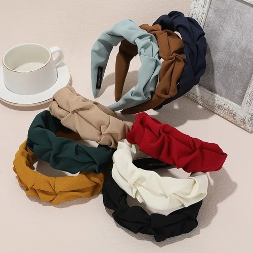 Wide satin headband - headband, women
