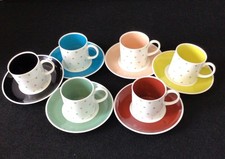 Susie cooper starburst cup saucers set 1960’s 12pc stars Harlequin retro  T4116