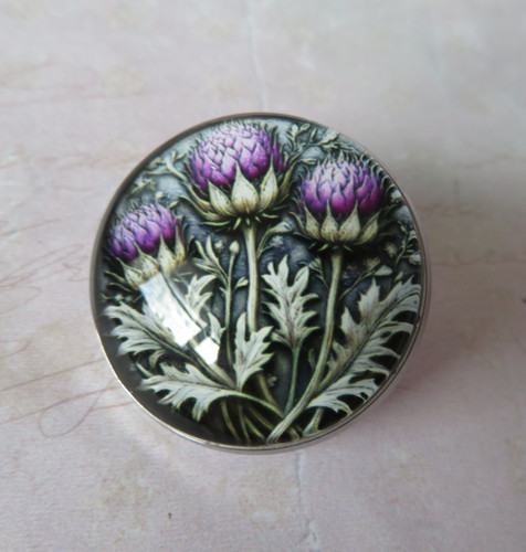Scottish thistle domed glass - scottish,
