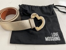 WOMENS MOSCHINO GOLD LEATHER BELT SIZE 80  MEDIUM - GENUINE - GREAT CONDITION