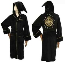 Ladies Bathrobe Harry Potter Hogwarts Black & Gold Birthday Gift Dressing Gown