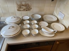 Royal Worcester Viceroy Fine Bone China Tea Set with Gold Trim - 34 pcs