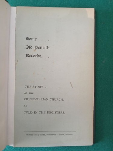 Some old penrith records - some,