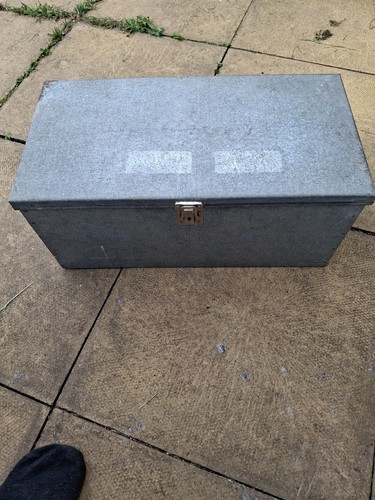 Vintage galvanised metal trunk - galvanised,