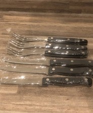 Vintage Monogram x 3 Steak Knives & x 3 Forks, BN/unused