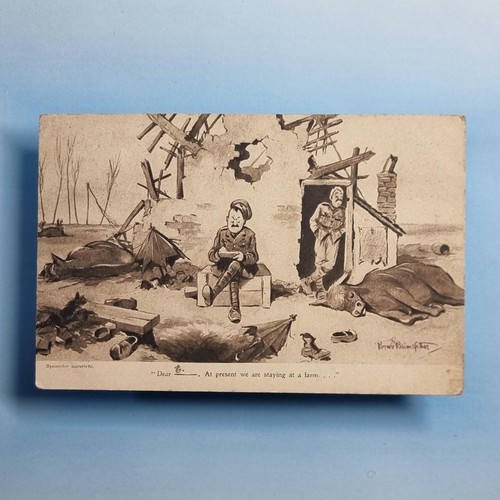 Ww1 comic postcard 1917 bombed - comic,
